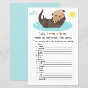 Papier Otter Baby Animaux Nom Jeu