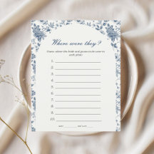 Où étaient-ils Fête des mariées Game Blue Floral