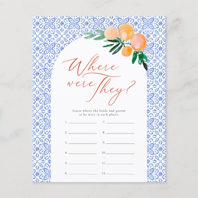 Papier Où Étaient-Ils Orange Spritz Fête des mariées Jeu (Devant)