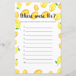 Papier Où étaient nous Fête des mariées jeu Lemon Party