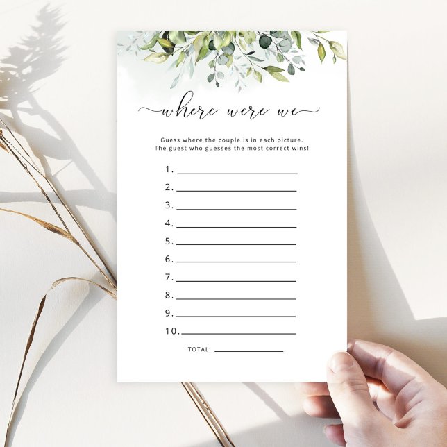 Papier Où étions-nous le jeu de douche nuptiale (Créateur téléchargé)