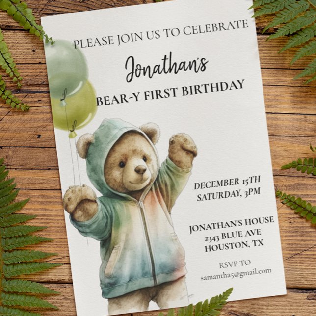 Papier Ours 1er Anniversaire Ours adorable (Créateur téléchargé)