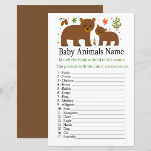 Papier Ours Bébé Animaux Nom Jeu