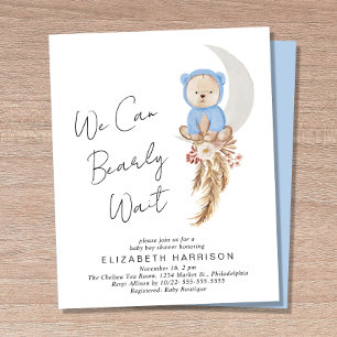 Papier Ours Boho Bearly Wait Baby Boy Shower Invitation