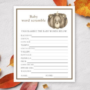 Papier Ours citrouille d'automne - Bébé Word Scramble Jeu