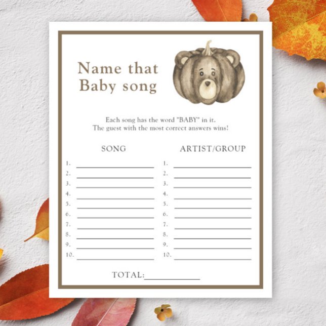 Papier ours citrouille - Nom que Baby Song (Créateur téléchargé)