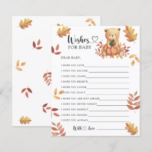 Papier Ours d'automne - Jeu de fête voeux pour bébé