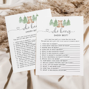 Papier Ours de bois qui connaît papa meilleur baby shower