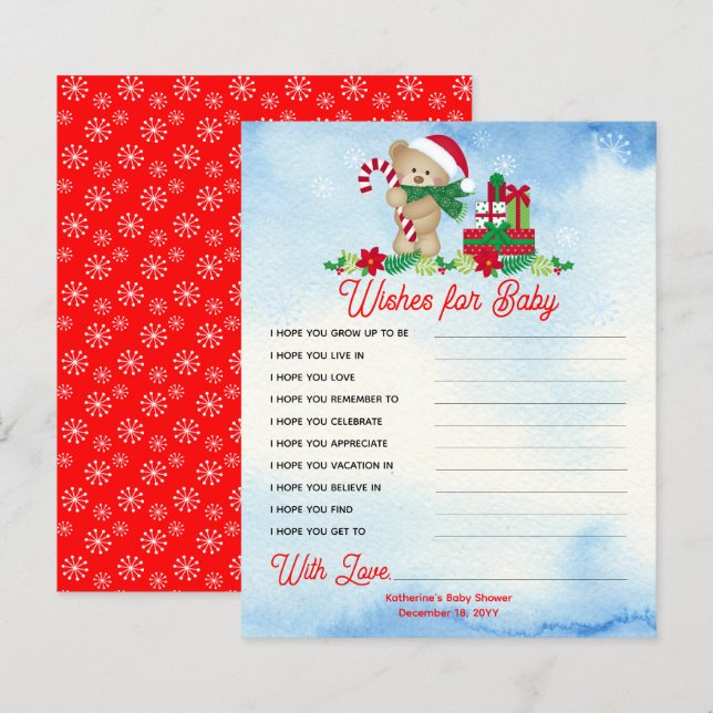 Papier Ours de Noël Douche d'attente prématurée Voeux pou (Devant / Derrière)