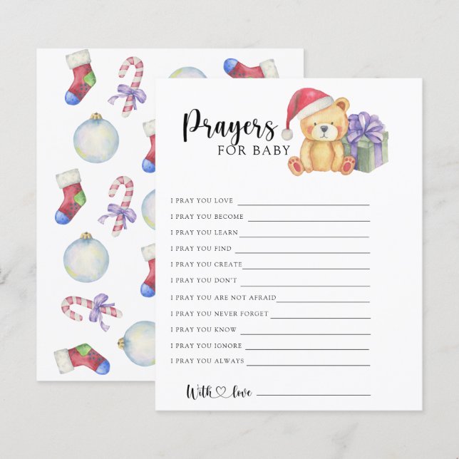 Papier Ours d'hiver - Jeu de fête | prières pour bébé (Devant / Derrière)