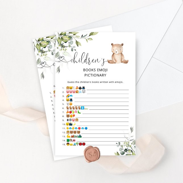Papier Ours douche enfants livres émoticônes jeu pictionn (Créateur téléchargé)