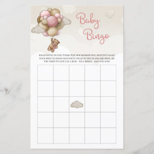 Papier ours en peluche ballons rose brun fille bébé bingo