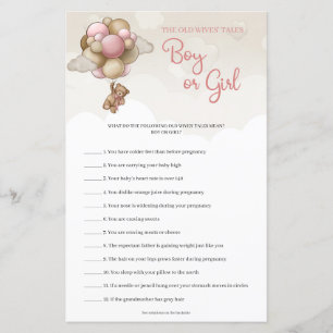 Papier Ours en peluche ivoire rose Guess Boy Or Girl tale