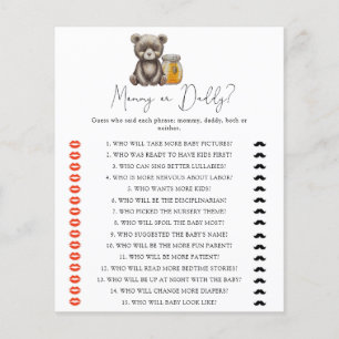 Papier Ours et miel - jeu de baby shower maman ou papa