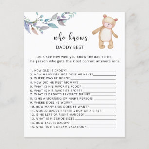 Papier Ours floral Qui connaît le mieux DADDY