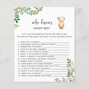 Papier Ours floral Qui connaît le mieux DADDY