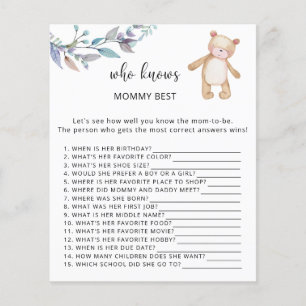 Papier Ours floral Qui connaît maman mieux