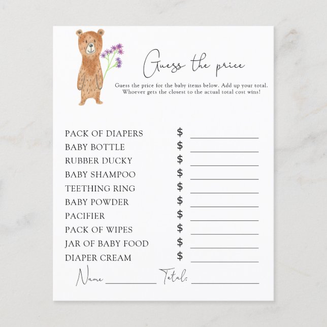 Papier Ours - jeu de devinette de prix (Devant)