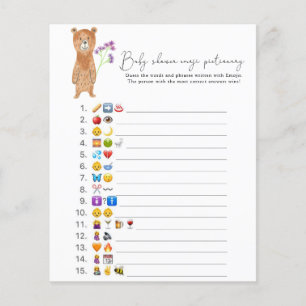 Papier Ours - Jeu d'images Emoji Baby Shower