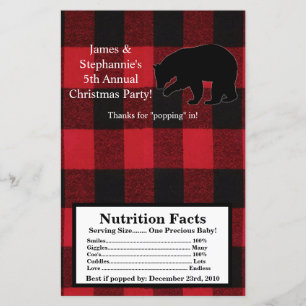 Papier Ours Noir Plaid Rouge Plaid