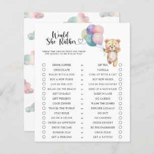 Papier Ours / Voudrait-Elle Plutôt Baby shower Jeu