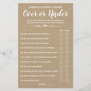 Papier Ove ou Sous-nuptiale douche espagnol anglais jeu