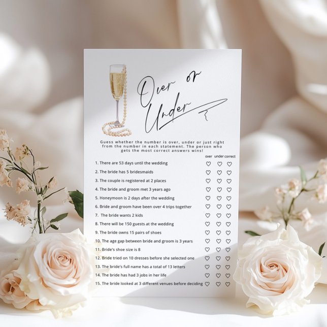 Papier Over or Under Pearls et Prosecco jeu de mariée (Créateur téléchargé)