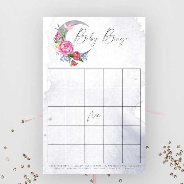 Papier Over the Moon Baby Bingo jeu (Créateur téléchargé)