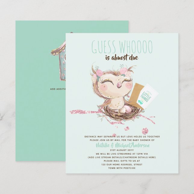 Papier Owl Baby Merci Cadeau Tags Faveurs Garçon Girl (Devant / Derrière)