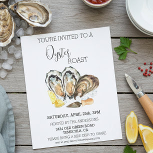 Papier Oyster Roast Invitation Aquarelle Budget de cuisin
