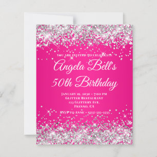 Papier Paillettes Argent Rose Chaude Ombré Monogramme Fan