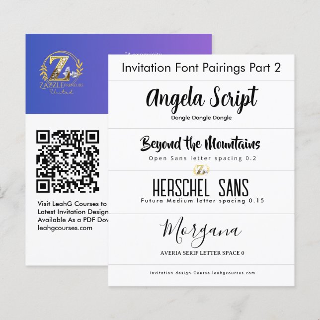 Papier Paires de polices pour les invitations Partie 2 pa (Devant / Derrière)