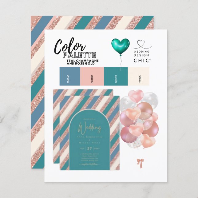 Papier Palette de Couleur Champagne Turquoise Rose Gold M (Devant / Derrière)