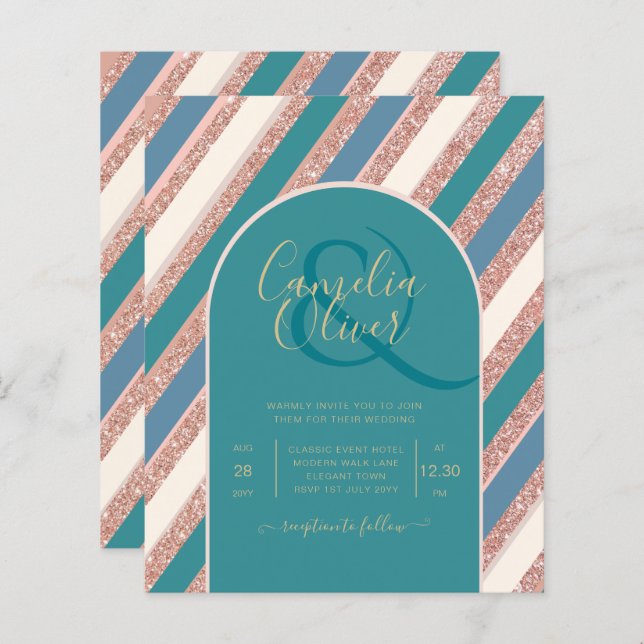 Papier Palette de Couleur Champagne Turquoise Rose Gold W (Devant / Derrière)