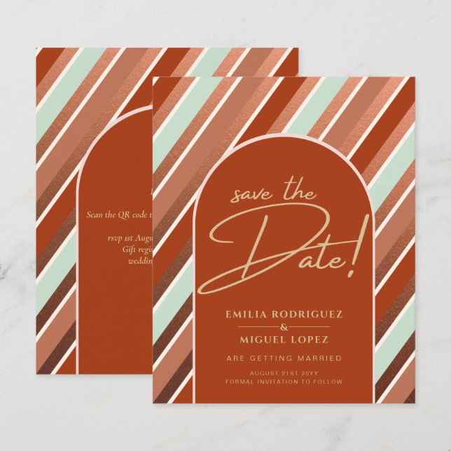 Papier Palette de couleurs Mariage Terracotta Sauge Canne (Devant / Derrière)