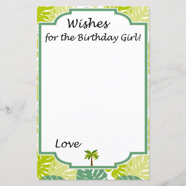 Papier Palm Wives pour le jeu de fille d'anniversaire (Devant)