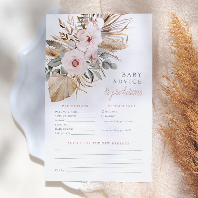 Papier Pampas Baby shower Boho Grass Conseils et prédicti (Créateur téléchargé)