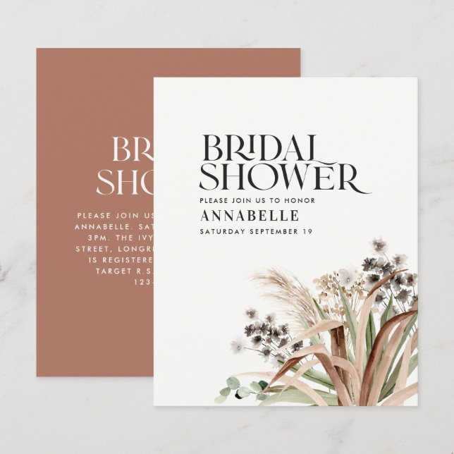 Papier Pampas douche nuptiale eucalyptus terracotta moder (Devant / Derrière)