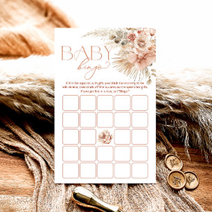 Papier Pampas Grass Boho Baby shower Bohème Bingo Jeu
