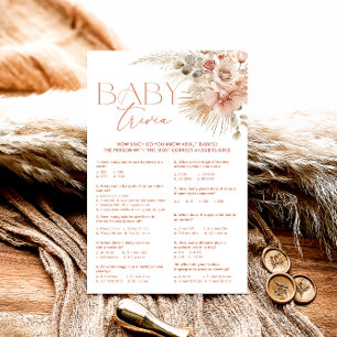 Papier Pampas Grass Boho Bohémien Floral Baby Trivia Jeu