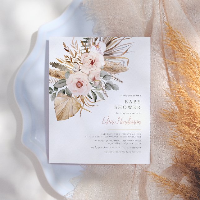 Papier Pampas Grass Boho Désert Budget Baby shower fille (Créateur téléchargé)