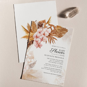 Papier Pampas Grass Terracotta Baby shower Invitation
