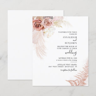 Papier Pampas Grass Terracotta Chic Faire-part de mariage