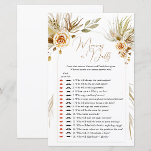 Papier Pampas herbe Baby shower Devinez Qui maman ou papa