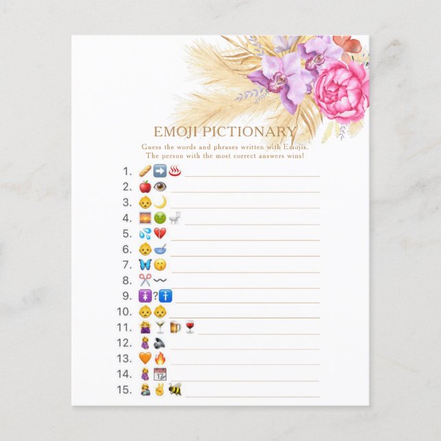 Papier Pampas herbe - Emoji jeu pictural (Devant)