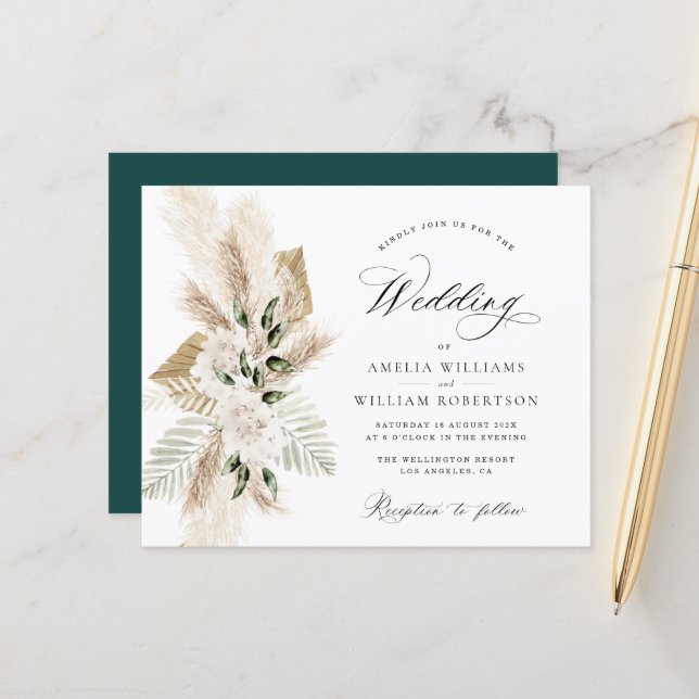 Papier pampas herbe fleur sauvage verdure mariage (Devant/Arrière en situation)