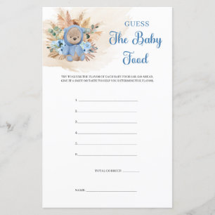 Papier Pampas herbe pelée ours bleu Guess The Baby Food