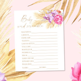 Papier Pampas herbe - Word scramble baby shower jeu
