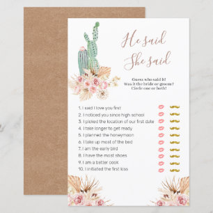Papier Pampas rose Floral Gris Il a dit Elle a dit Jeux