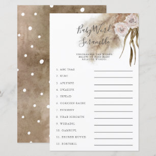 Papier Pampas rose Grass Baby Word Scramble Jeu